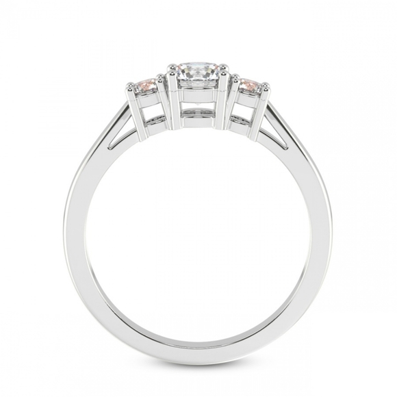 IGI 2.0 CT Round Cut Lab Diamond Three-Stone Engagement Ring In 14k White Gold - Picture 2 of 7